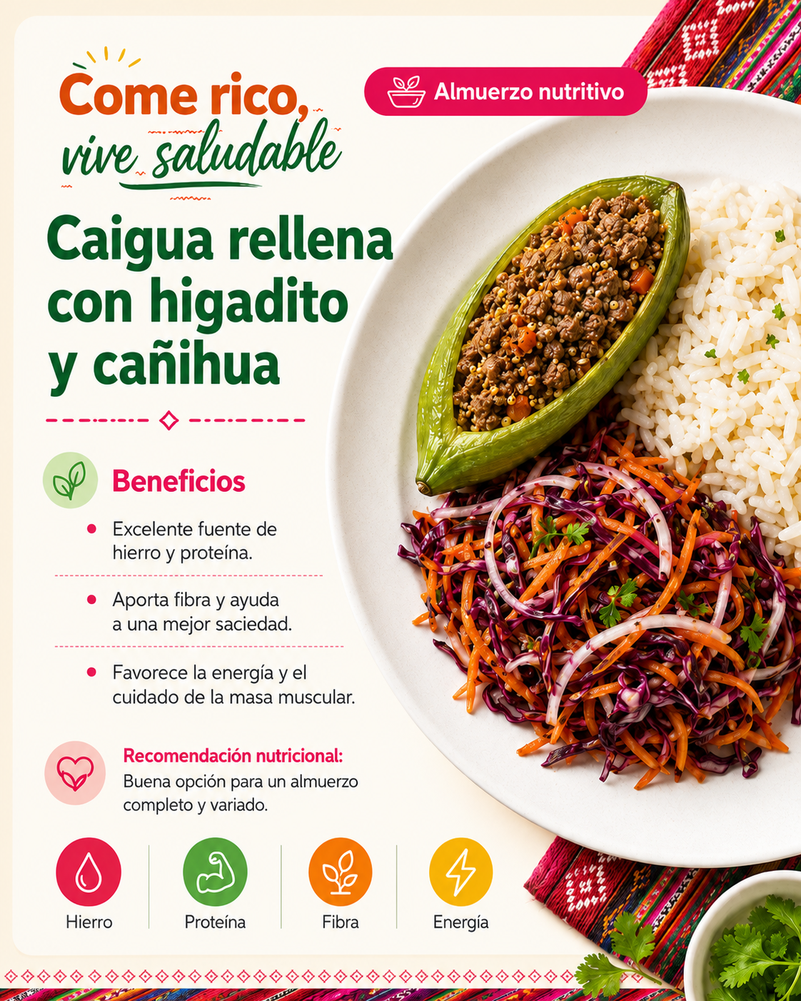 Caigua con Higadito y Cañihua