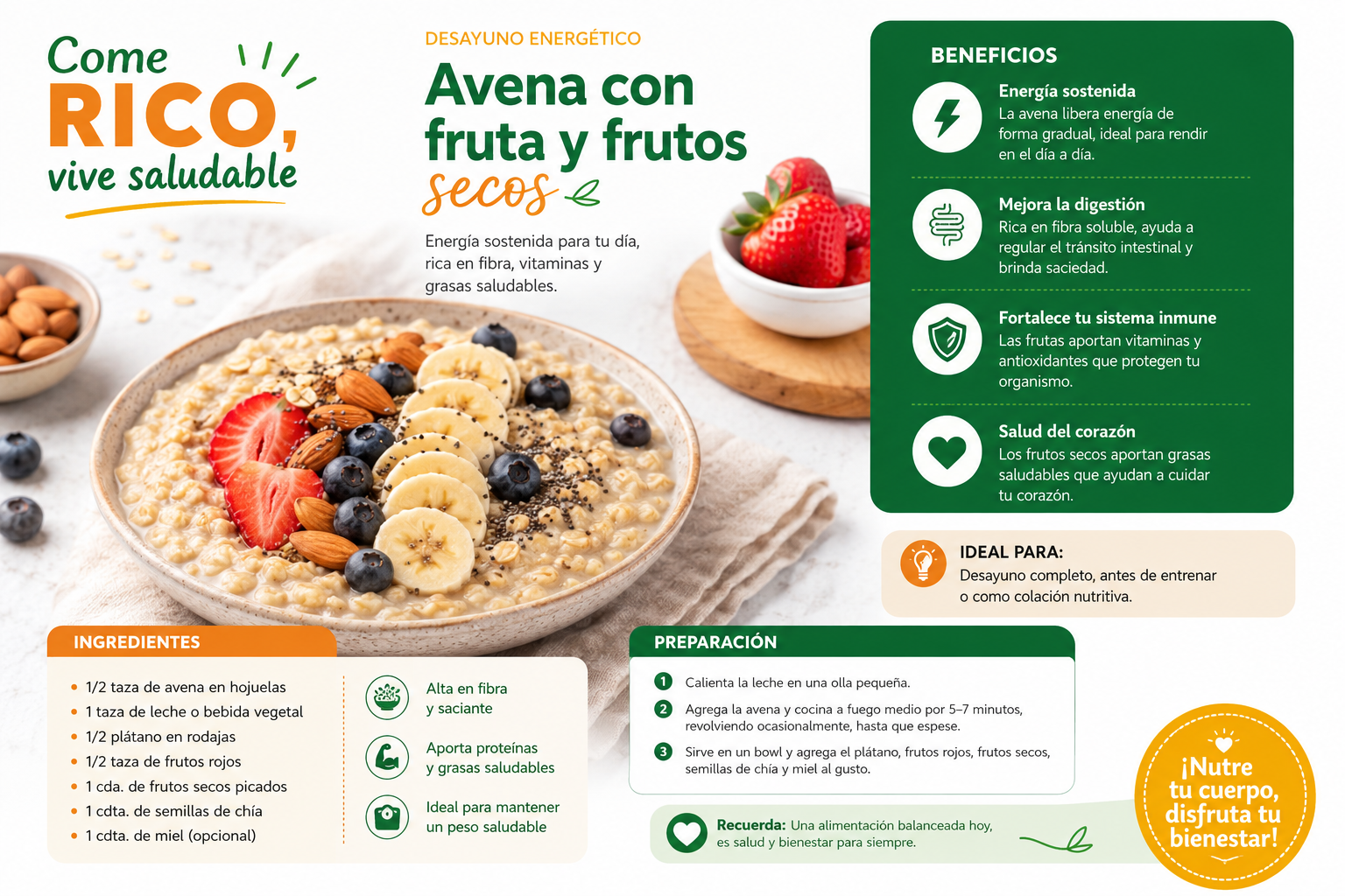 Avena con Frutas y Frutos Secos